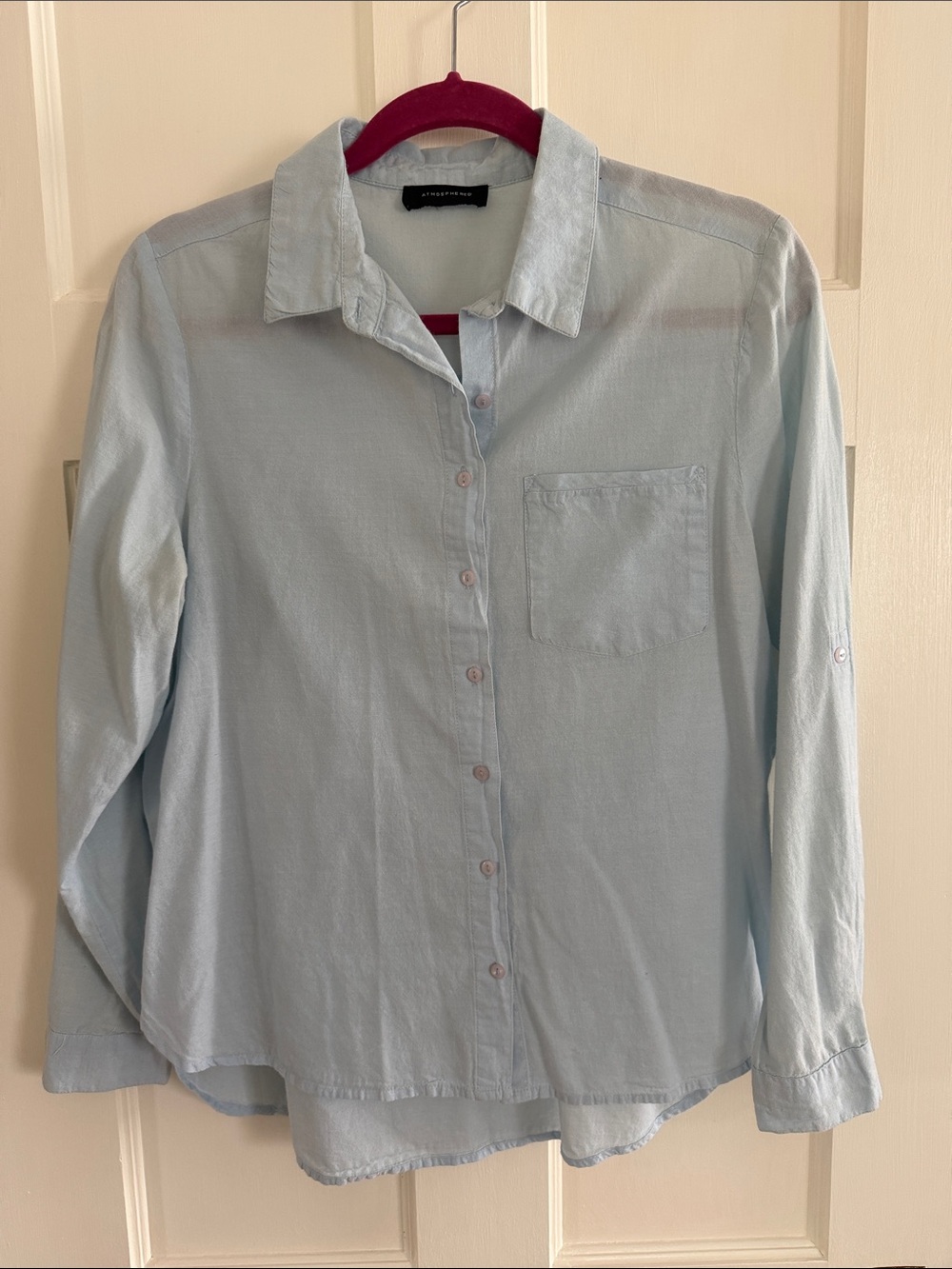 ⛅️Atmosphere light blue cotton button down shirt. Size 10.